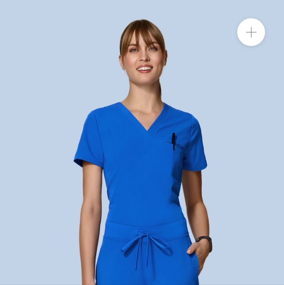 Blue V-Neck Scrub Top